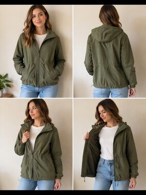 Old Navy Olive Utility Hooded Jacket